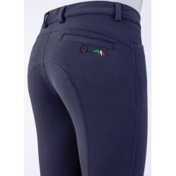 Pantalon Equestre Femme Equiline Coline, Assise Complete, Bleu, Taille 40 (US 8)